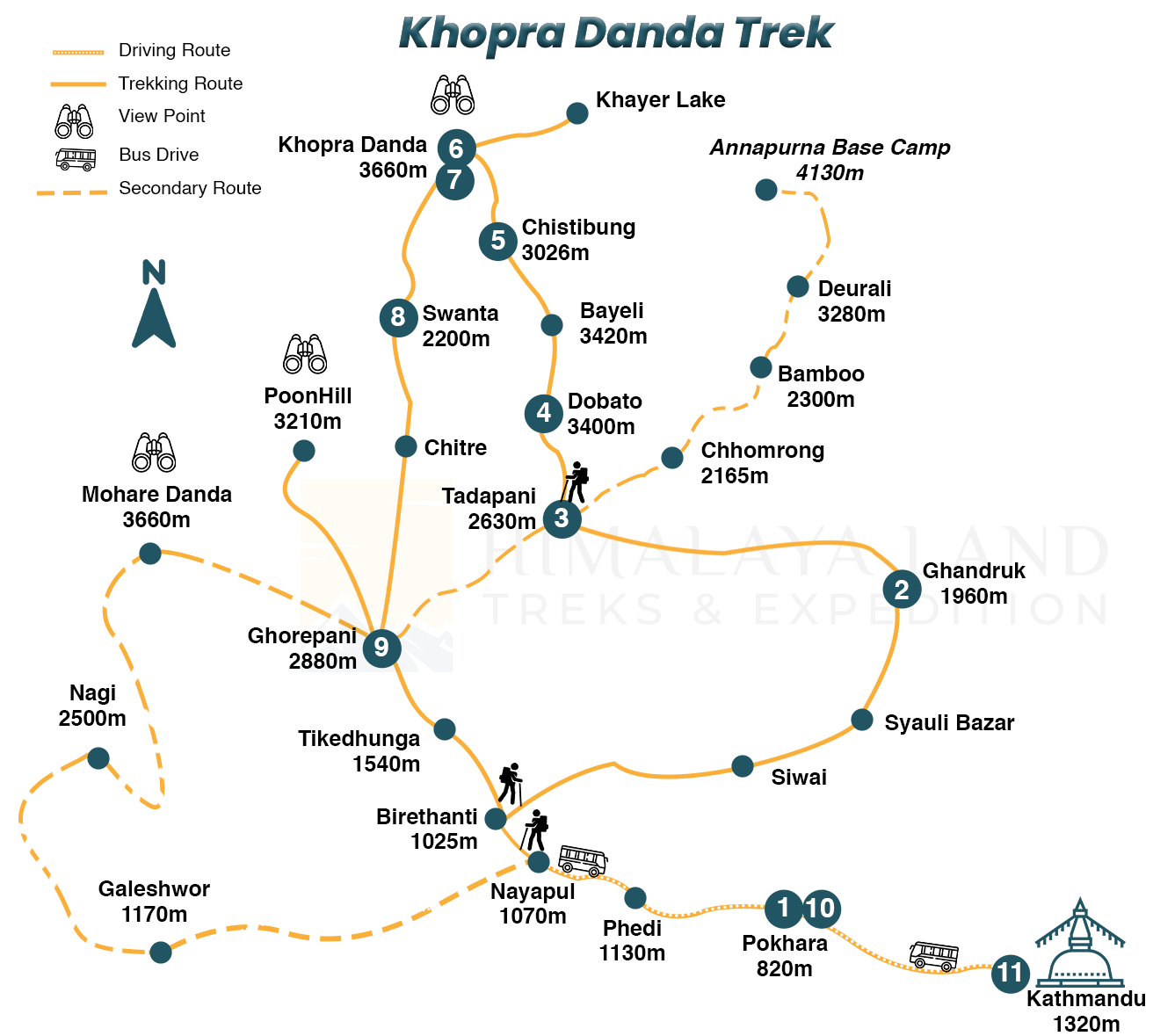 Khopra Danda TrekMap