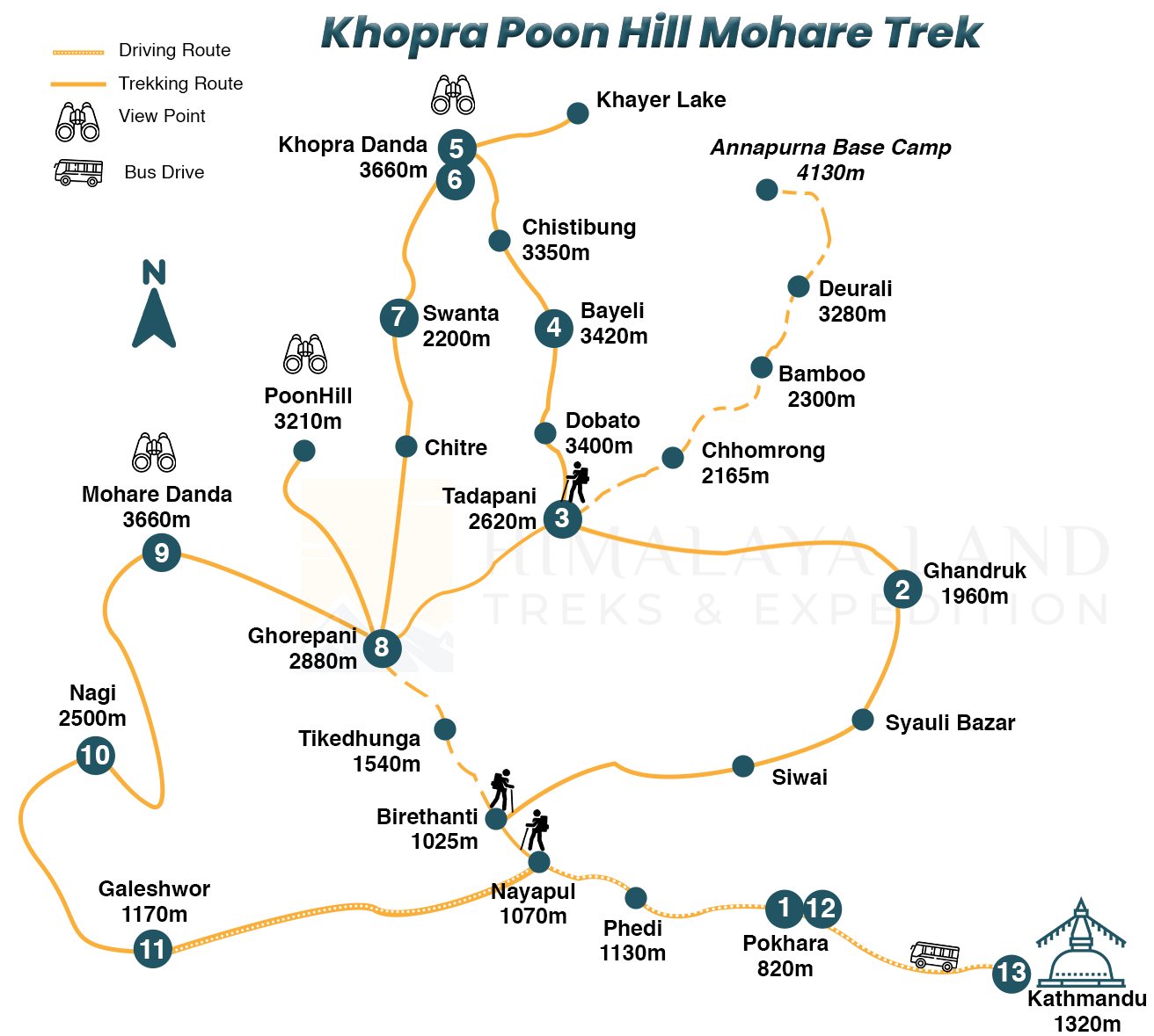 Khopra Poon Hill Mohare TrekMap